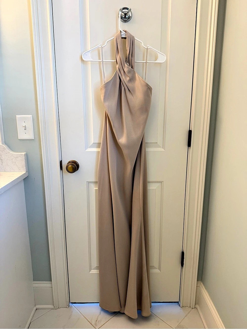 BHLDN Halter Maxi Dress in Beige Like New